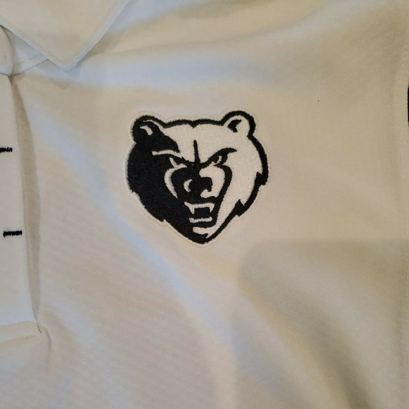 Nike Dri Fit Womans Collared Polo Shirt White/Blue Size Small NWT Bear Logo - Picture 3 of 7